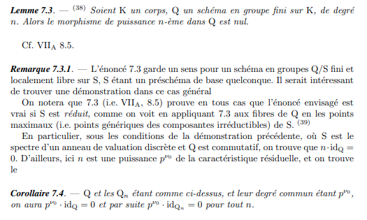 SGA: Grothendieck's remark on group schemes killed by their order